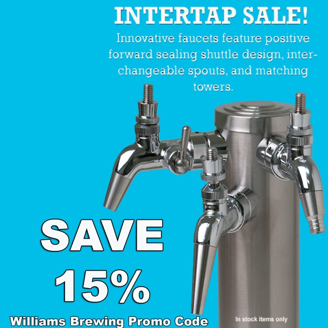 WilliamsBrewing.com Promo Code for 15% Off Intertap Stainless Steel Beer Faucets
